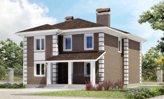 185-002-П Проект двухэтажного дома, современный загородный дом из газобетона Енисейск | Проекты домов от House Expert