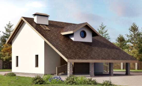 155-010-Л Проект двухэтажного дома с мансардой и гаражом, современный домик из бризолита Канск | Проекты домов от House Expert