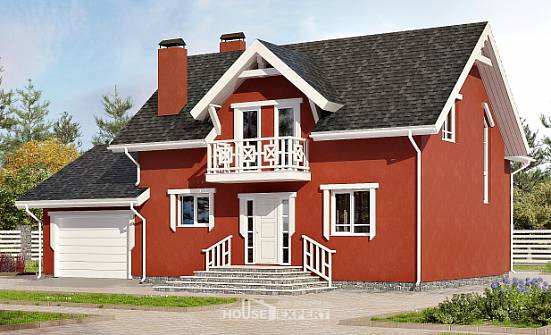 180-013-Л Проект двухэтажного дома с мансардой, гараж, недорогой домик из твинблока Шарыпово | Проекты домов от House Expert