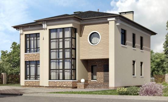 300-005-Л Проект двухэтажного дома, большой коттедж из кирпича Заозерный | Проекты домов от House Expert