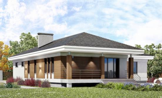 165-001-П Проект одноэтажного дома, гараж, красивый загородный дом из бризолита Канск | Проекты одноэтажных домов от House Expert