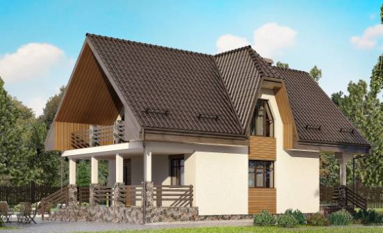 150-001-Л Проект двухэтажного дома мансардный этаж и гаражом, простой загородный дом из арболита Енисейск | Проекты домов от House Expert
