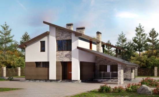 200-010-П Проект двухэтажного дома с мансардой, гараж, просторный коттедж из теплоблока Норильск | Проекты домов от House Expert