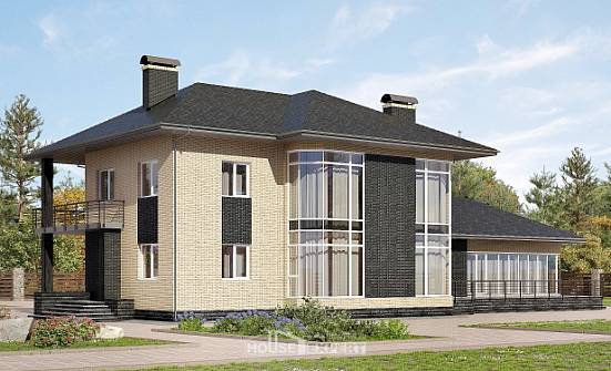 305-003-Л Проект двухэтажного дома, большой коттедж из твинблока Норильск | Проекты домов от House Expert