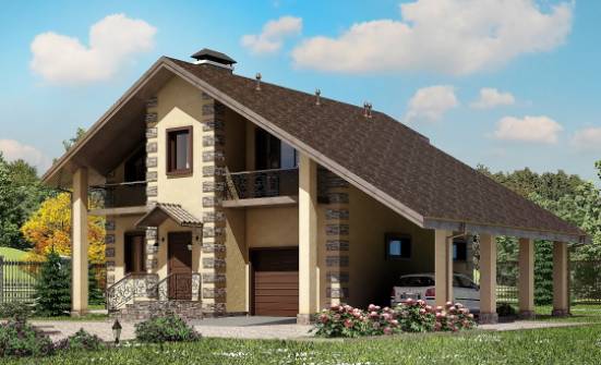 150-003-П Проект двухэтажного дома с мансардным этажом, гараж, уютный дом из твинблока Ачинск | Проекты домов от House Expert