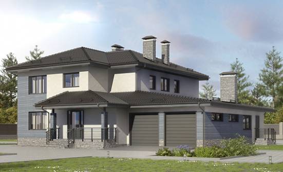 340-005-П Проект двухэтажного дома и гаражом, огромный дом из керамзитобетонных блоков Зеленогорск | Проекты домов от House Expert