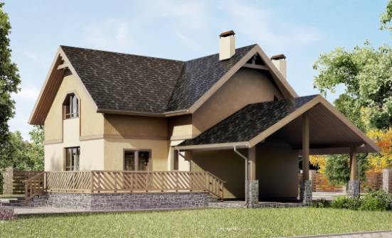 150-011-Л Проект двухэтажного дома с мансардой, гараж, недорогой домик из теплоблока Норильск | Проекты домов от House Expert