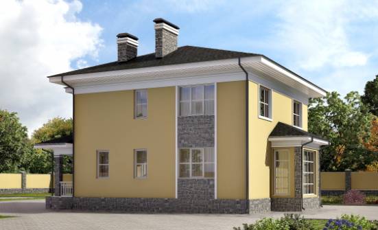 155-011-Л Проект двухэтажного дома, скромный коттедж из блока Енисейск | Проекты домов от House Expert