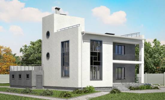 255-001-П Проект двухэтажного дома и гаражом, огромный домик из поризованных блоков Дудинка | Проекты домов от House Expert