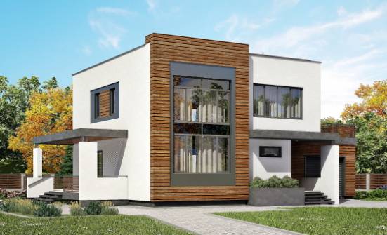 220-003-П Проект двухэтажного дома и гаражом, красивый домик из газосиликатных блоков Шарыпово | Проекты домов от House Expert