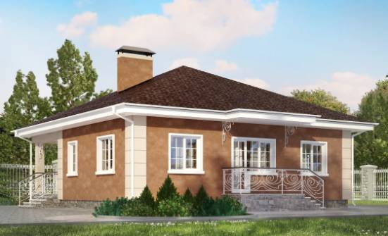 100-001-Л Проект одноэтажного дома, красивый загородный дом из поризованных блоков Норильск | Проекты домов от House Expert