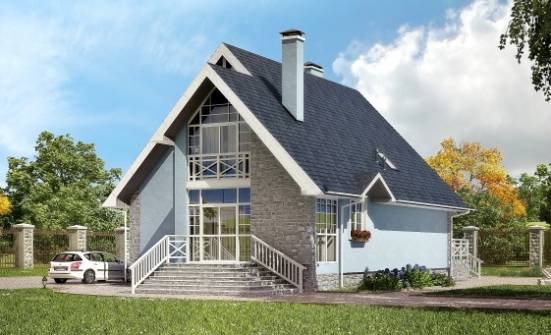 170-003-П Проект двухэтажного дома мансардный этаж, доступный домик из арболита Железногорск | Проекты домов от House Expert