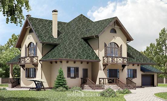 350-001-П Проект двухэтажного дома с мансардой, гараж, просторный загородный дом из теплоблока Ачинск | Проекты домов от House Expert