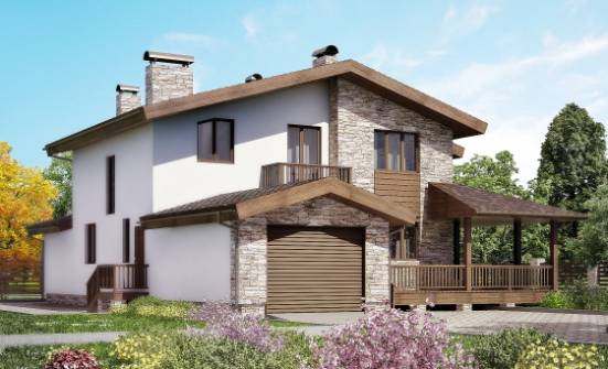 220-001-П Проект двухэтажного дома мансардой, гараж, просторный дом из теплоблока Енисейск | Проекты домов от House Expert