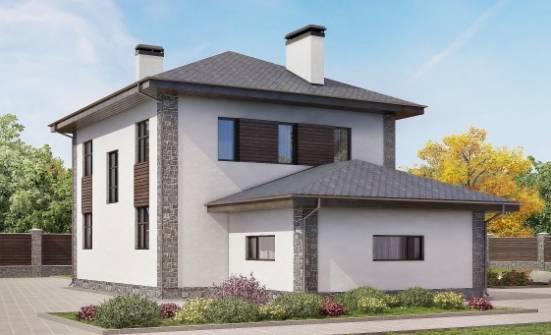 185-004-Л Проект двухэтажного дома и гаражом, классический коттедж из керамзитобетонных блоков Канск | Проекты домов от House Expert