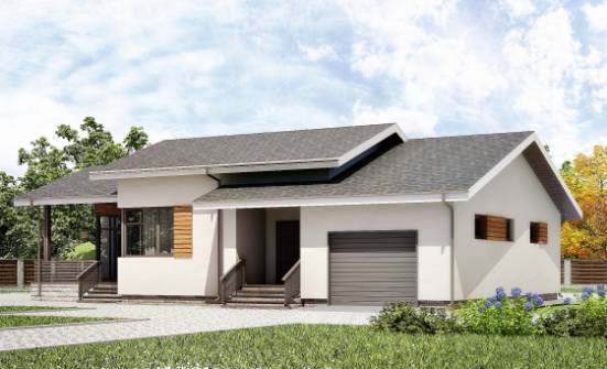 135-002-П Проект одноэтажного дома и гаражом, компактный дом из поризованных блоков Шарыпово | Проекты одноэтажных домов от House Expert
