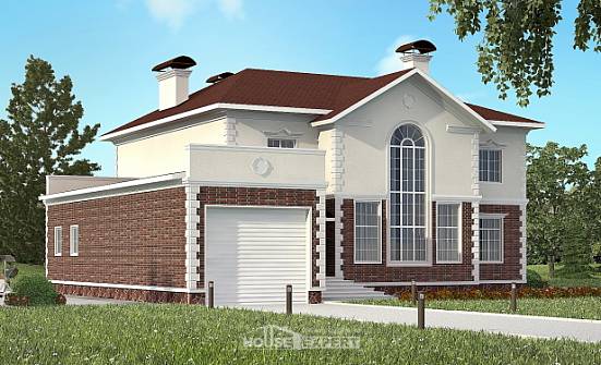 380-001-Л Проект двухэтажного дома и гаражом, уютный загородный дом из кирпича Ачинск | Проекты домов от House Expert