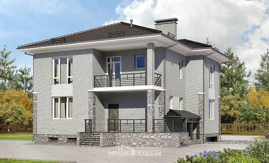 275-004-П Проект трехэтажного дома и гаражом, большой загородный дом из кирпича Канск | Проекты домов от House Expert
