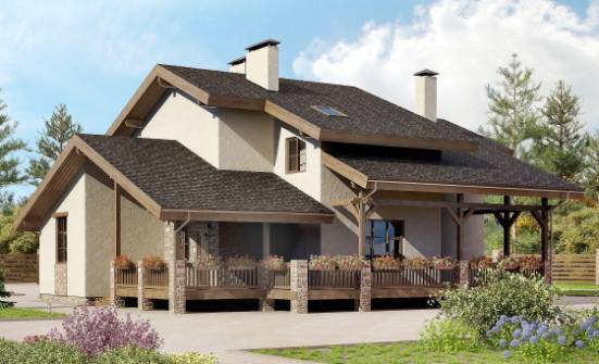 240-003-Л Проект двухэтажного дома с мансардой, красивый загородный дом из кирпича Ачинск | Проекты домов от House Expert
