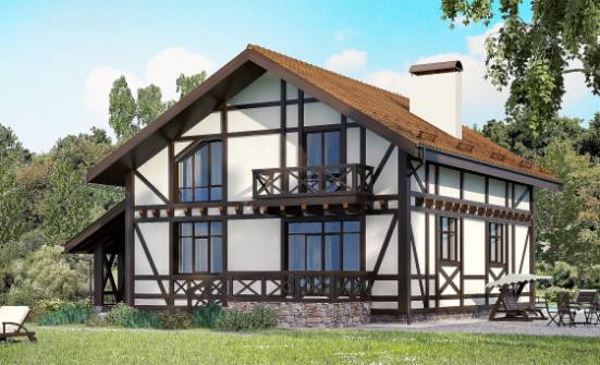 155-002-П Проект двухэтажного дома мансардный этаж и гаражом, небольшой домик из теплоблока Канск | Проекты домов от House Expert