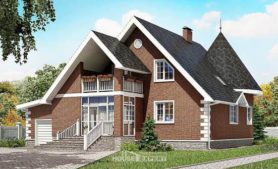 220-002-Л Проект двухэтажного дома с мансардным этажом, гараж, уютный домик из арболита Ачинск | Проекты домов от House Expert