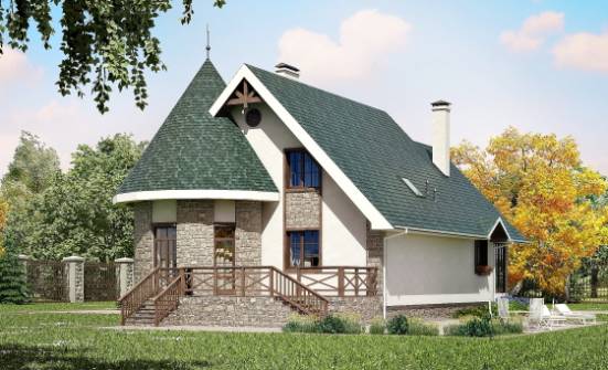 170-003-Л Проект двухэтажного дома с мансардным этажом, недорогой домик из поризованных блоков Ачинск | Проекты домов от House Expert