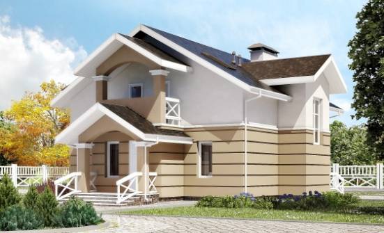 155-009-П Проект двухэтажного дома с мансардным этажом, недорогой коттедж из газобетона Енисейск | Проекты домов от House Expert