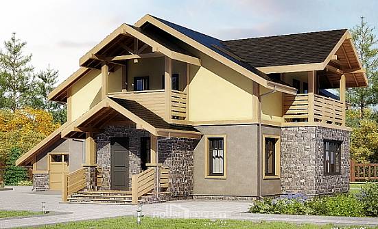 180-011-П Проект двухэтажного дома мансардой, гараж, современный домик из блока Сосновоборск | Проекты домов от House Expert
