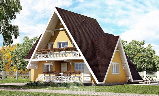 155-008-П Проект двухэтажного дома с мансардой, современный загородный дом из бревен Сосновоборск | Проекты домов от House Expert