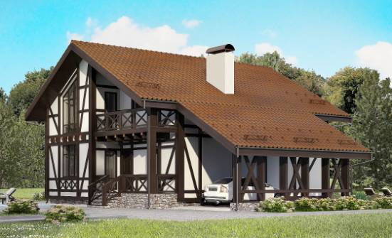 155-002-П Проект двухэтажного дома мансардный этаж и гаражом, небольшой домик из теплоблока Канск | Проекты домов от House Expert