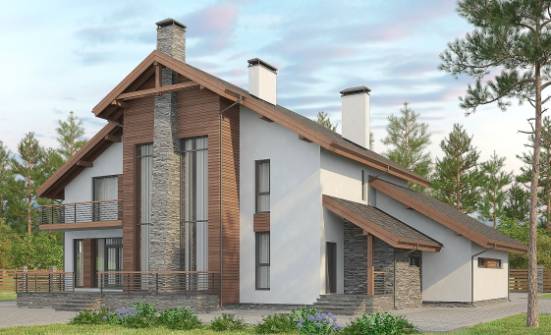 270-003-Л Проект двухэтажного дома мансардой, гараж, огромный загородный дом из газобетона Норильск | Проекты домов от House Expert