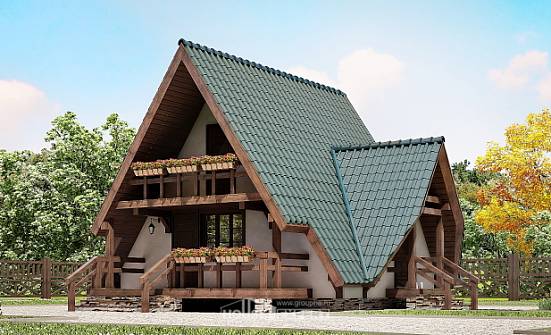 070-003-П Проект двухэтажного дома мансардой, скромный дом из дерева Заозерный | Проекты домов от House Expert