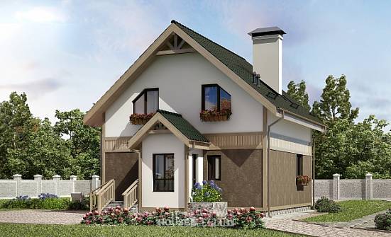 105-001-Л Проект двухэтажного дома мансардой, экономичный дом из пеноблока Минусинск | Проекты домов от House Expert