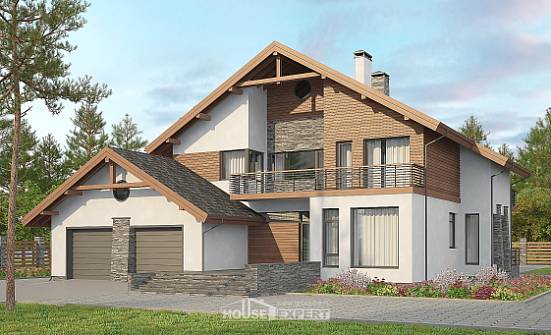 270-003-Л Проект двухэтажного дома мансардой, гараж, огромный загородный дом из газобетона Норильск | Проекты домов от House Expert