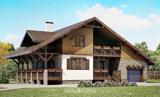 220-005-П Проект двухэтажного дома с мансардой, гараж, классический загородный дом из кирпича Зеленогорск | Проекты домов от House Expert