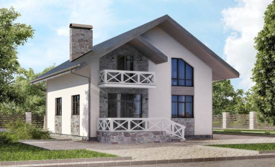 155-001-Л Проект двухэтажного дома с мансардным этажом, гараж, простой домик из бризолита Заозерный | Проекты домов от House Expert