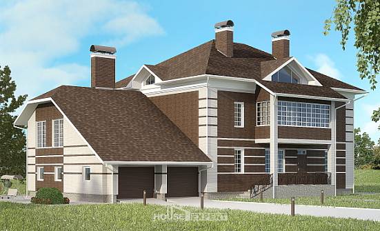 505-002-Л Проект трехэтажного дома и гаражом, современный домик из кирпича Енисейск | Проекты домов от House Expert