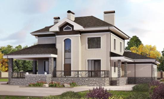 365-001-Л Проект трехэтажного дома и гаражом, огромный коттедж из кирпича Дудинка | Проекты домов от House Expert