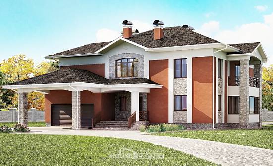 400-002-Л Проект двухэтажного дома и гаражом, современный дом из кирпича Норильск | Проекты домов от House Expert