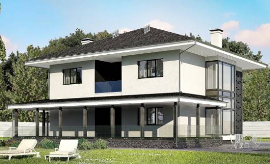 245-002-П Проект двухэтажного дома и гаражом, уютный коттедж из твинблока Канск | Проекты домов от House Expert