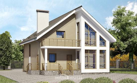 170-006-Л Проект двухэтажного дома мансардой, бюджетный домик из газобетона Ачинск | Проекты домов от House Expert
