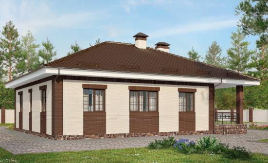 160-015-П Проект одноэтажного дома и гаражом, простой дом из газобетона Красноярск | Проекты домов от House Expert
