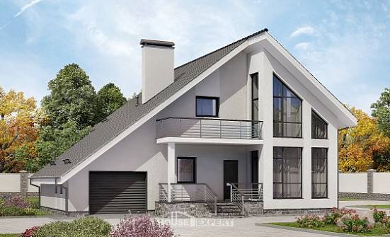 200-007-Л Проект двухэтажного дома мансардой и гаражом, просторный дом из арболита Енисейск | Проекты домов от House Expert