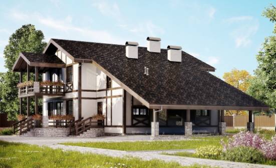 250-002-Л Проект двухэтажного дома с мансардой и гаражом, простой загородный дом из кирпича Дудинка | Проекты домов от House Expert