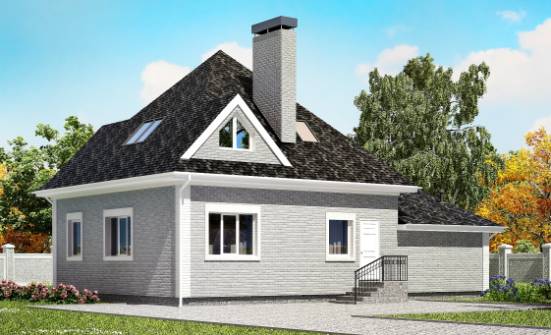 135-001-Л Проект двухэтажного дома с мансардным этажом и гаражом, современный домик из кирпича Минусинск | Проекты домов от House Expert