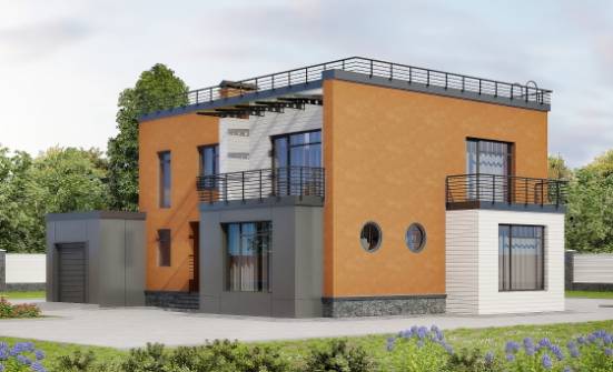 260-002-Л Проект двухэтажного дома и гаражом, большой домик из керамзитобетонных блоков Дудинка | Проекты домов от House Expert