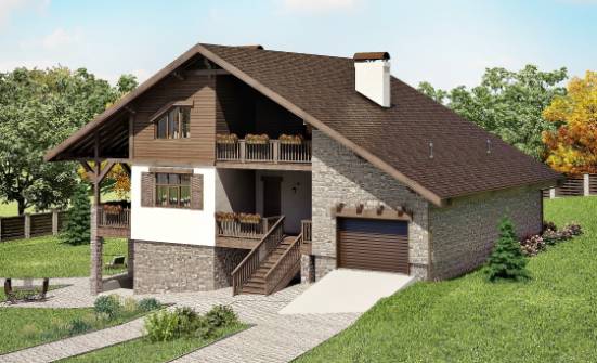 300-003-П Проект трехэтажного дома с мансардным этажом, гараж, большой домик из кирпича Канск | Проекты домов от House Expert