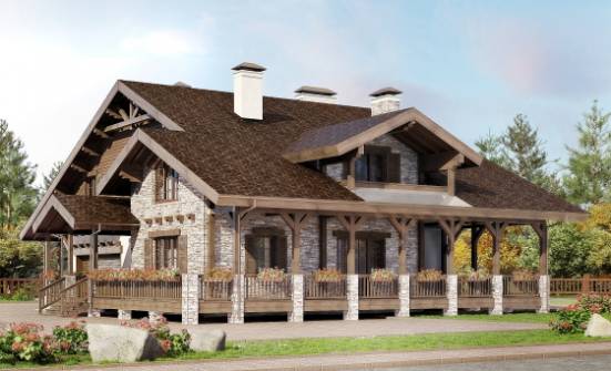 340-003-П Проект двухэтажного дома мансардой, гараж, современный загородный дом из кирпича Ачинск | Проекты домов от House Expert