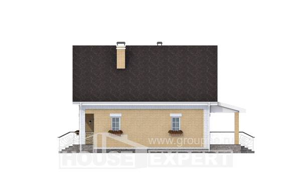 130-004-П Проект двухэтажного дома с мансардным этажом, бюджетный дом из блока Дудинка, House Expert