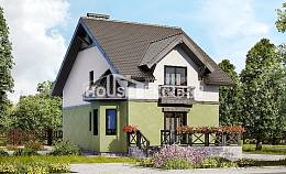120-003-П Проект двухэтажного дома мансардой, простой загородный дом из газосиликатных блоков Сосновоборск, House Expert